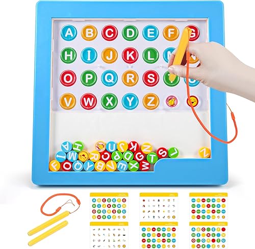 Tablero magnético del laberinto del alfabeto para niños pequeños, imprescindible en el aula con 2 lápices ópticos, rompecabezas de colores para