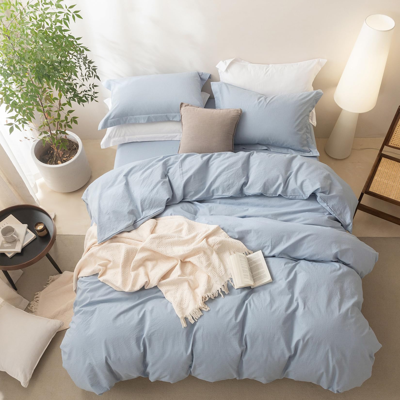 値下げ！★未使用品★　デュベカバー ☆キングサイズ☆ Amazon｜BDEAR コーンフラワーブルー デュベカバー スーパーキング