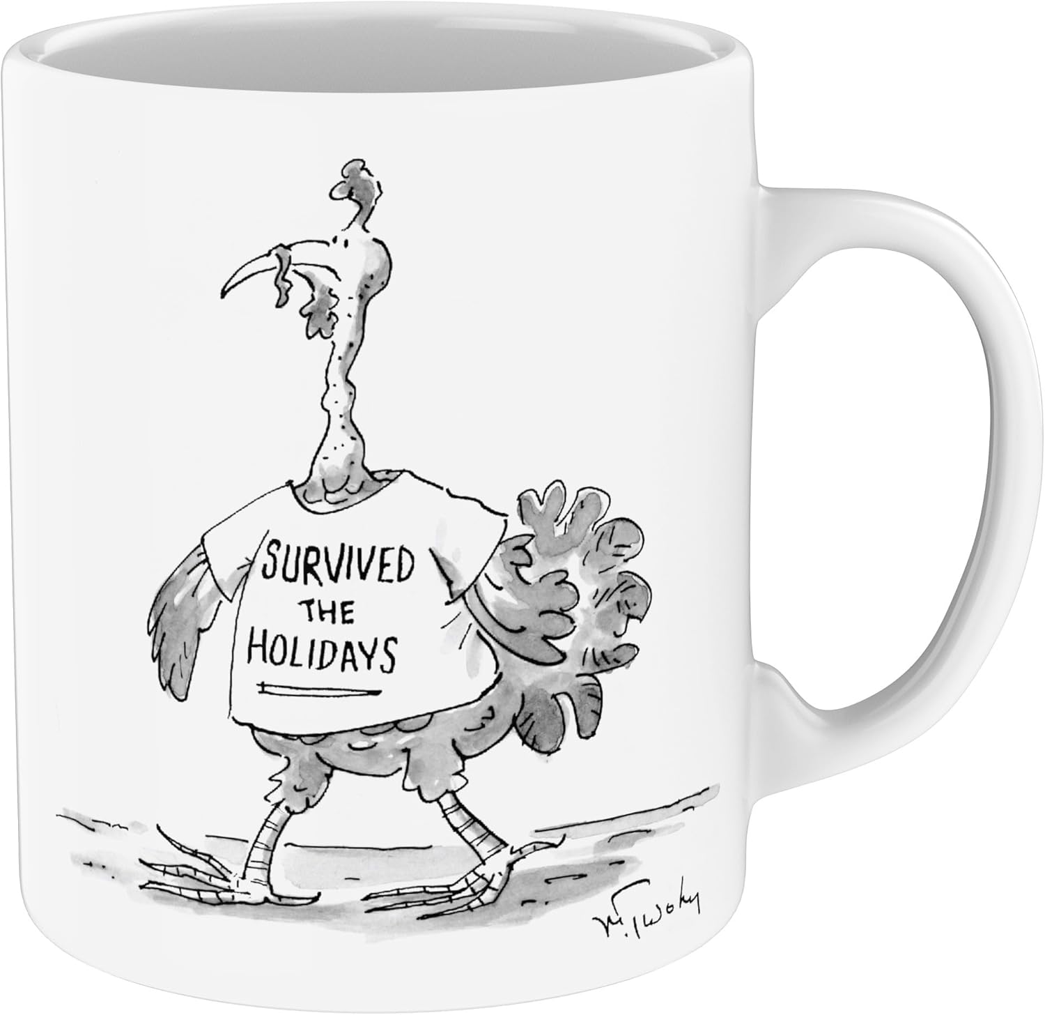 New York Puzzle Company New Yorker Holiday Survival 15oz Porcelain Multi-color, Microwave & Dishwasher Safe 4.25''x5'' Cylindrical Mug