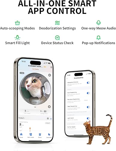 Miniatura 6 de PETKIT Caja de arena automática para gatos con reconocimiento facial de Purobot Max Pro 2025, gran angular de 210, control de aplicación WiFi 5G,