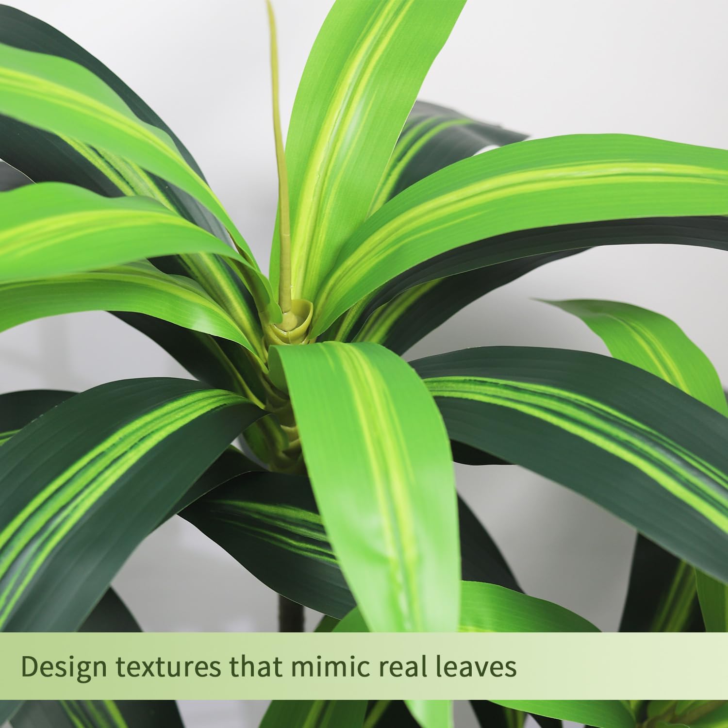 Artificial Dracaena Tree 5FT - Fake Plants Tree with White Planter - Faux Yucca Tree Tall with Lifelike Trunk and Leaves in Pot - Dracaena Artificial Plant for Home Office Living Room Decor - Image 3