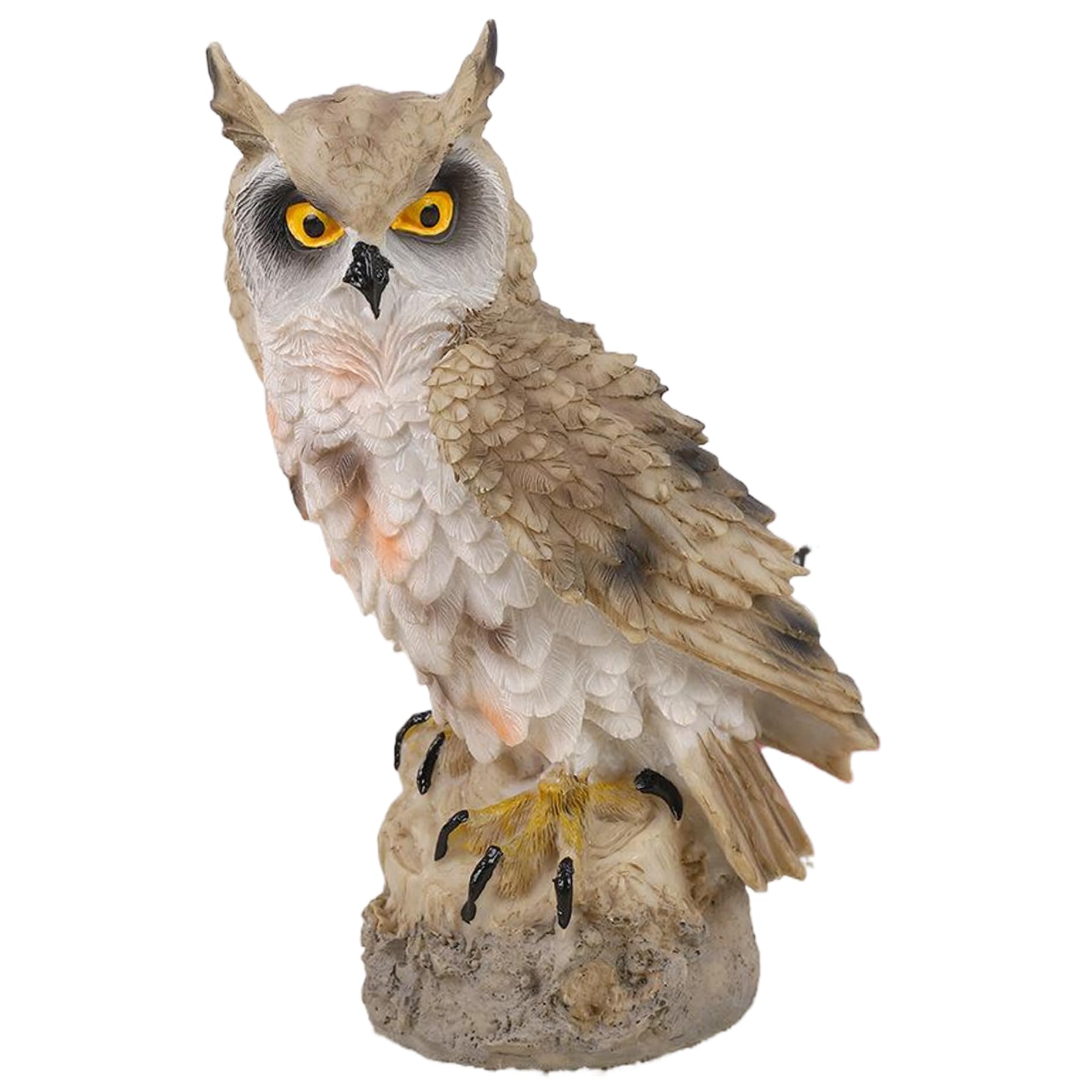 Sjfbebsy Brown Owl Statue, Realistic Owl Figurine, Resin Decor, Decoys To Scare Birds Away For Home Garden Porch Patio Lawn Yard, Housewarming,
