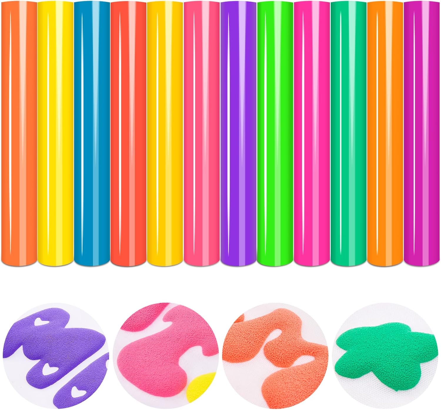 28 Pcs Heat Transfer Vinyl(16 Pcs Glitter+12 Pcs Puff)- 12"*10"HTV Iron on Vinyl for Fabrics T-Shirts HTV Vinyl
