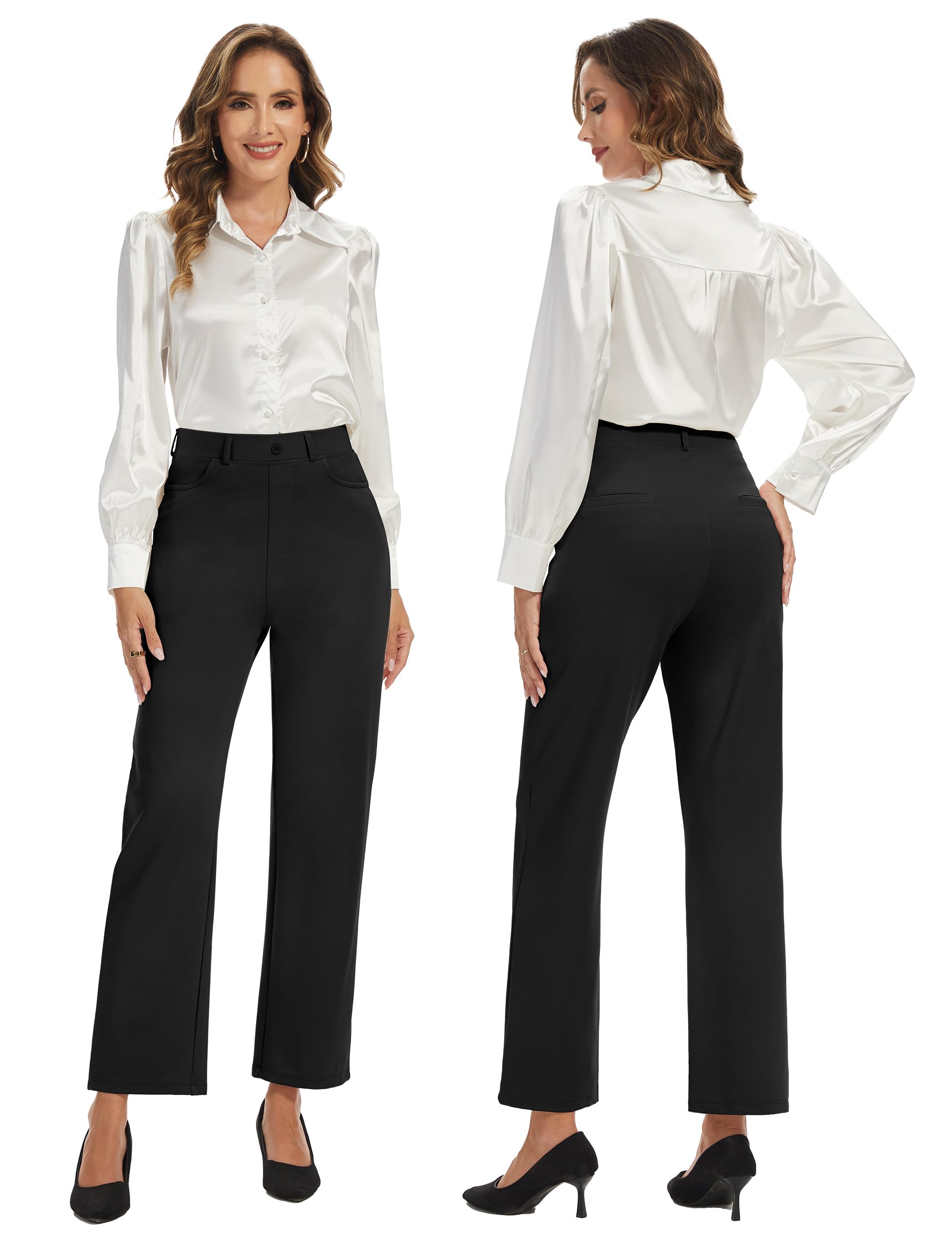 Desol Pantalon de costume pour femme - Élégant - Pantalon long - Taille haute - Pantalon droit avec poches - Jambes larges - Lounge Palazzo