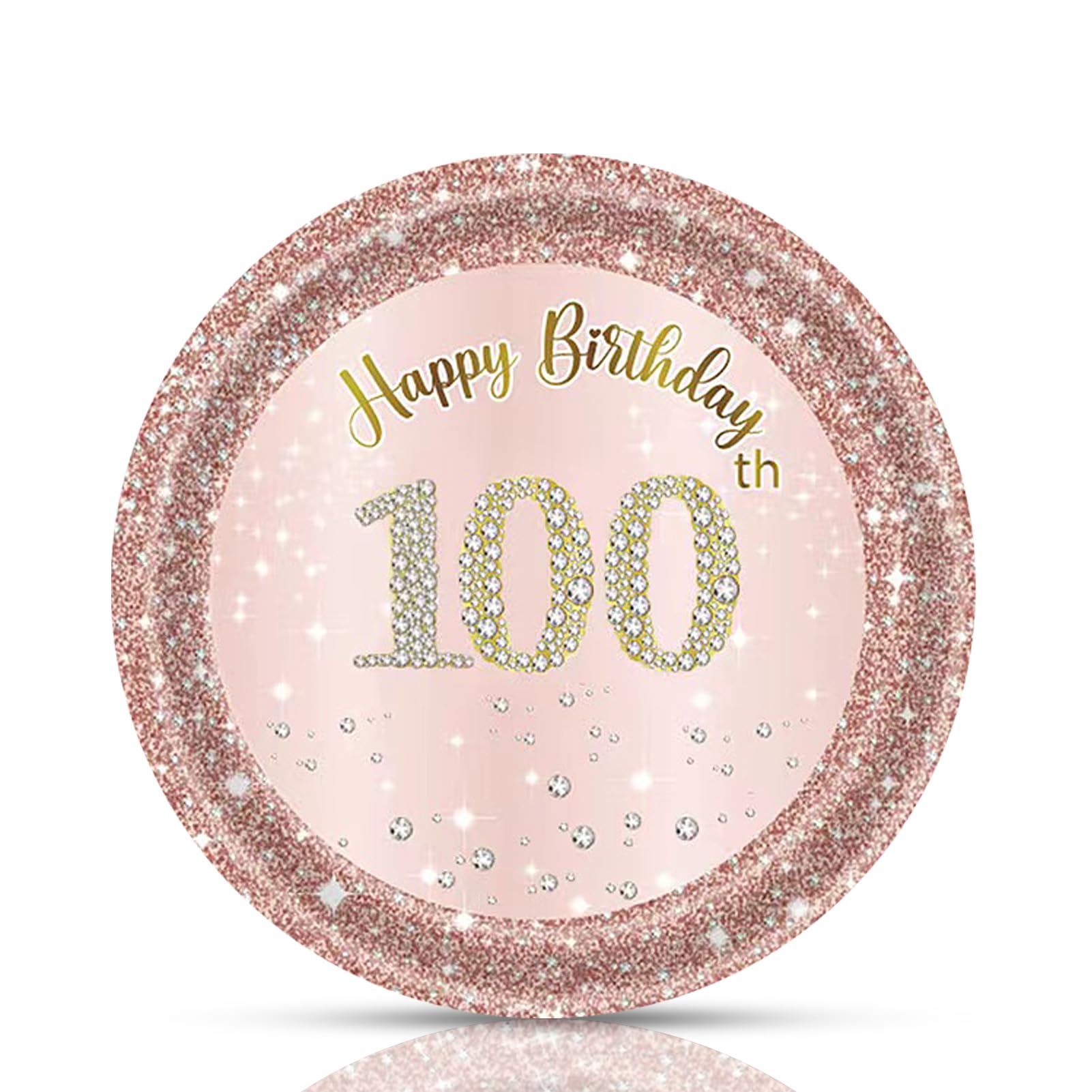 Fitoyplak 100th Birthday Decorations for Women,50Pcs 7" 100th Birthday Paperplates,Rose Gold 100 Years Party Tableware Cake Plates,for Happy 100th