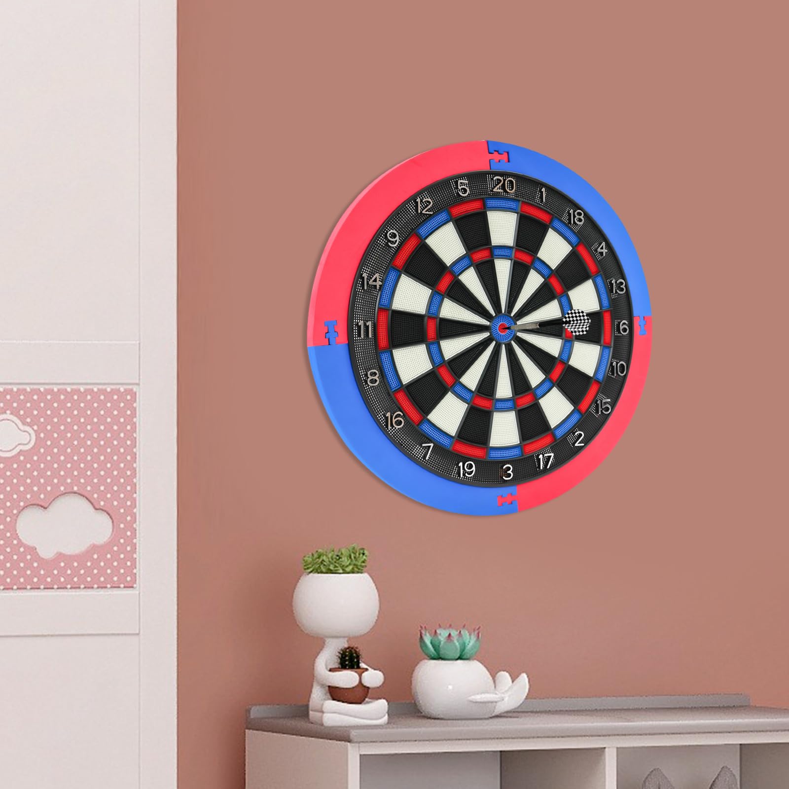 Bersaglio professionale | bersaglio elettronico | diametro 50 cm | 25 mm schiuma Eva | 6 freccette incl. | montaggio a parete | per casa e ufficio