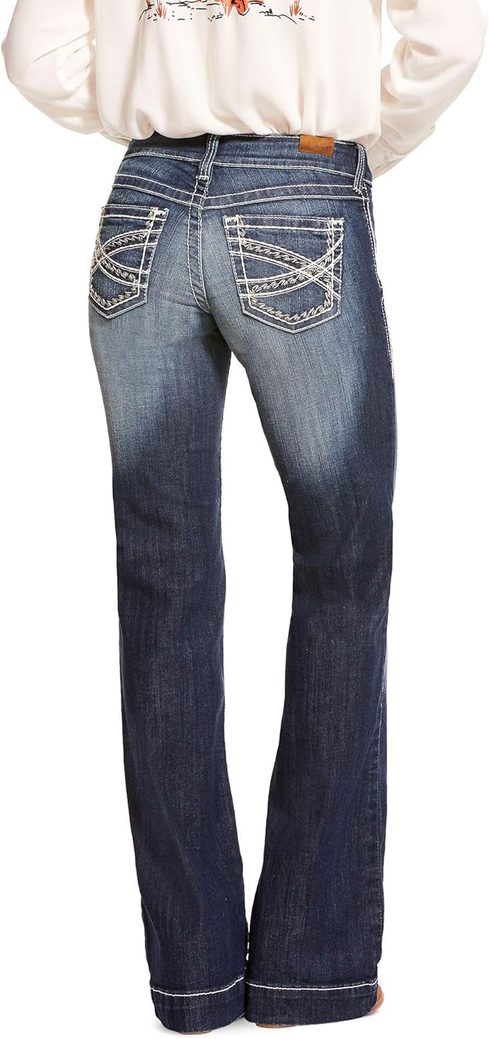 ARIAT Womens Trouser Mid Rise Stretch Entwined Wide Leg Jean