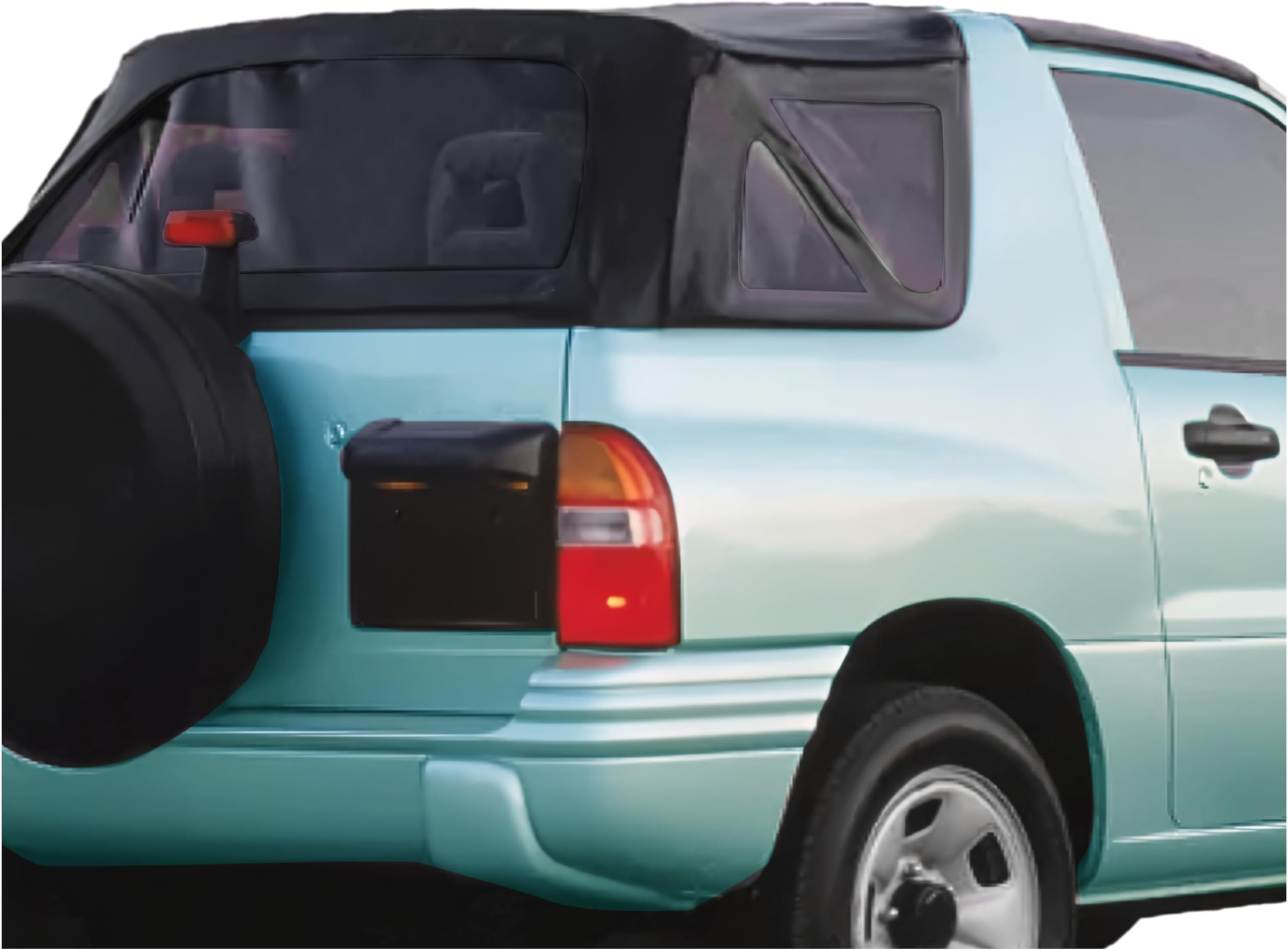 KUAFU Soft Top Compatible with 1999-2004 Suzuki Vitara Geo Tracker Black Sailcloth Vinyl Tinted Plastic