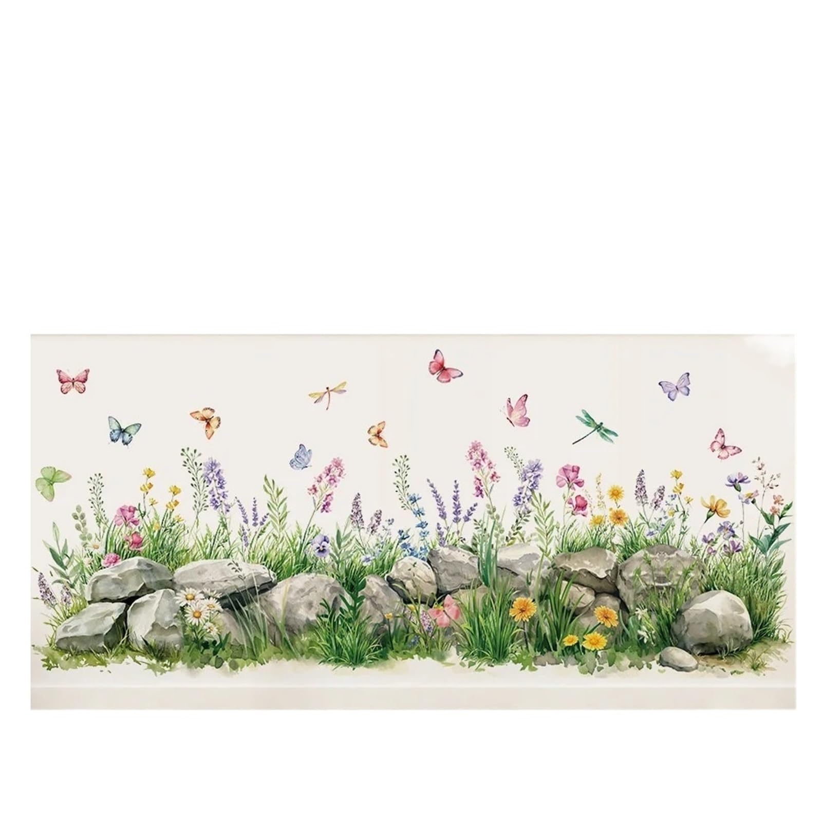 Flower Wall Stickers Stones and Flowers Wall Stickers Watercolor Butterfly Art Decals for Living Room Bedroom Home Decor