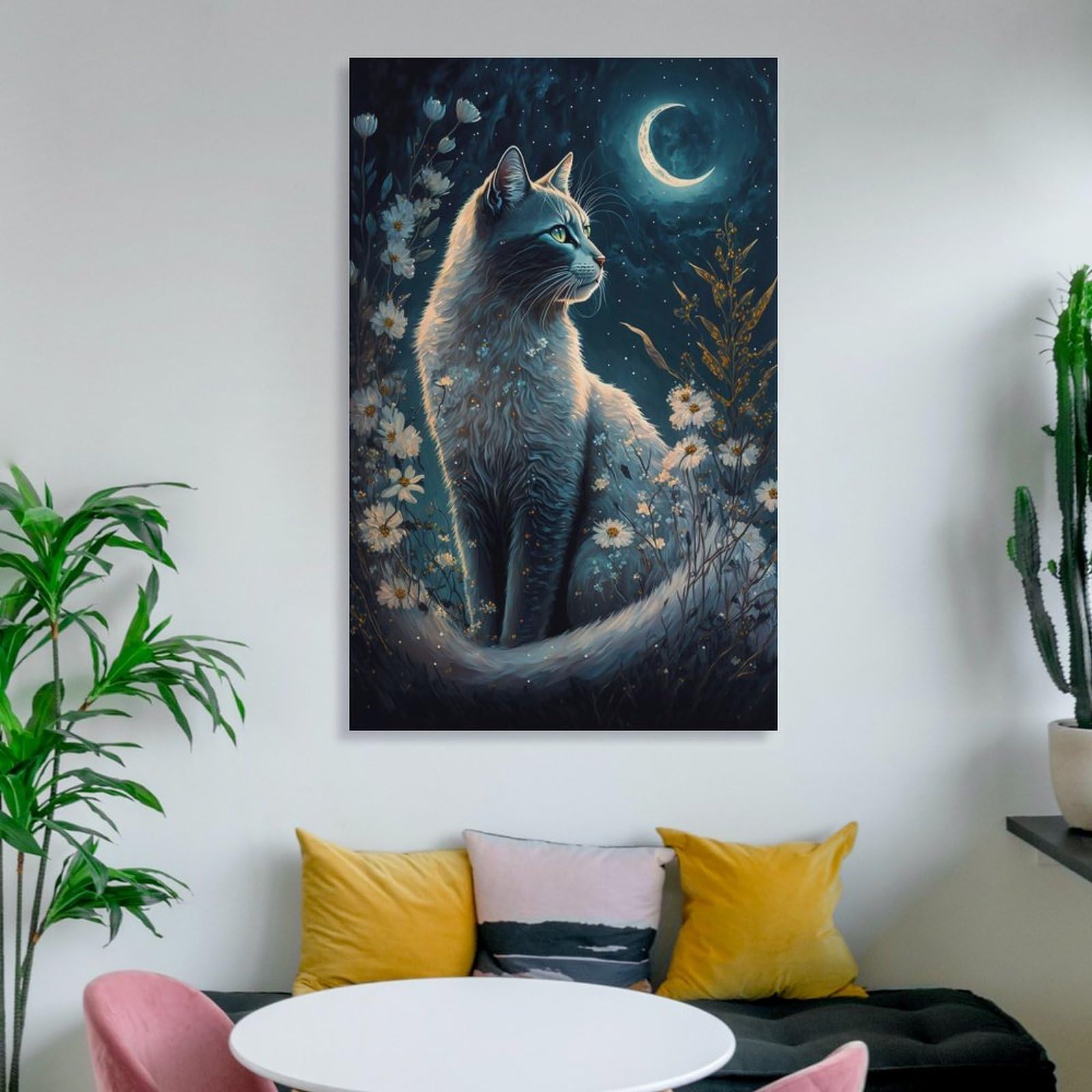 原画 アート 絵画 美術品 猫 神秘的 インテリア 壁飾り ダークファンタジー 動物 絵画 インテリア 油絵 玄関 絵 アートパネル 飾る アート
