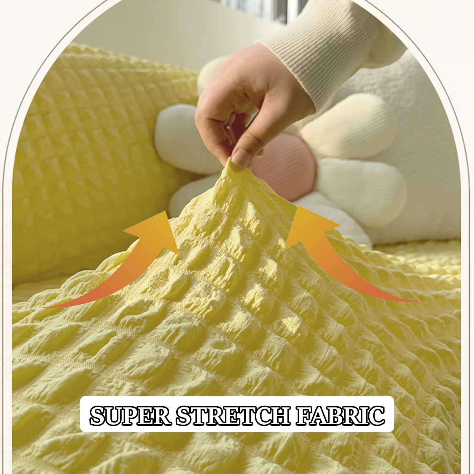 Halbrund Gebogener Sofabezug,Elastischer Sofaüberzug Ecksofa,Waschbarer