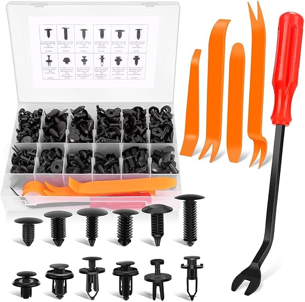 EINESIN Set di clips voiture per auto, Fermagli a Pressione Auto Car Push Retainer Clips & Auto Fasteners Assortment Clip Plastica Multitaglia per Porta/Pannello/Parafango - 1