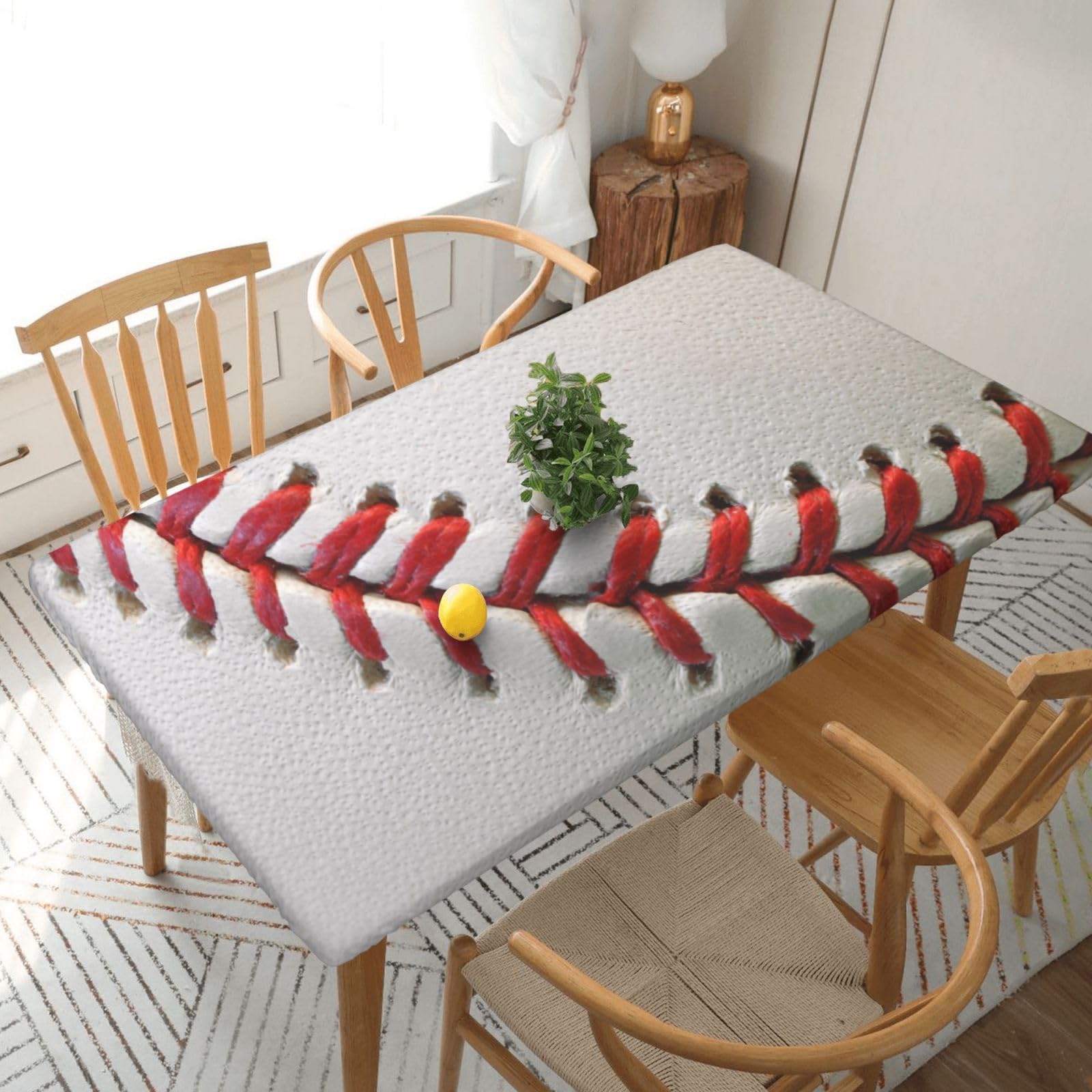 BNVSADC Sport Ball Baseball Printed 5FT Tablecloth Polyester Kitchen Water Resistant Table Cloth Dining Table Decoration Table Covers, 152x76 CM