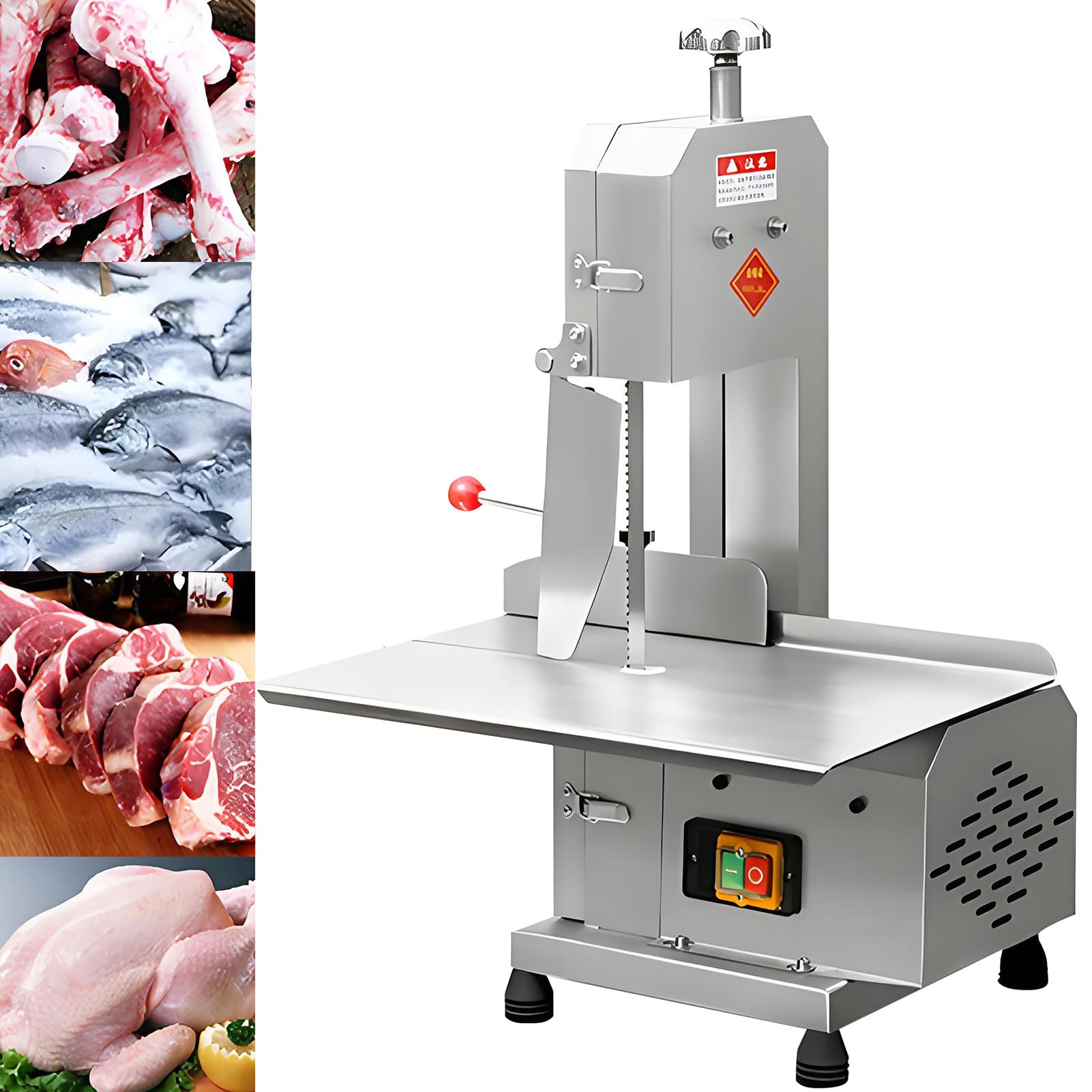 FHRKA Electric Bone Saw Machine,Commercial Tabletop Meat Bandsaw Meat Cutting Table,Saw Blade Length 49.61in,Frozen Saw