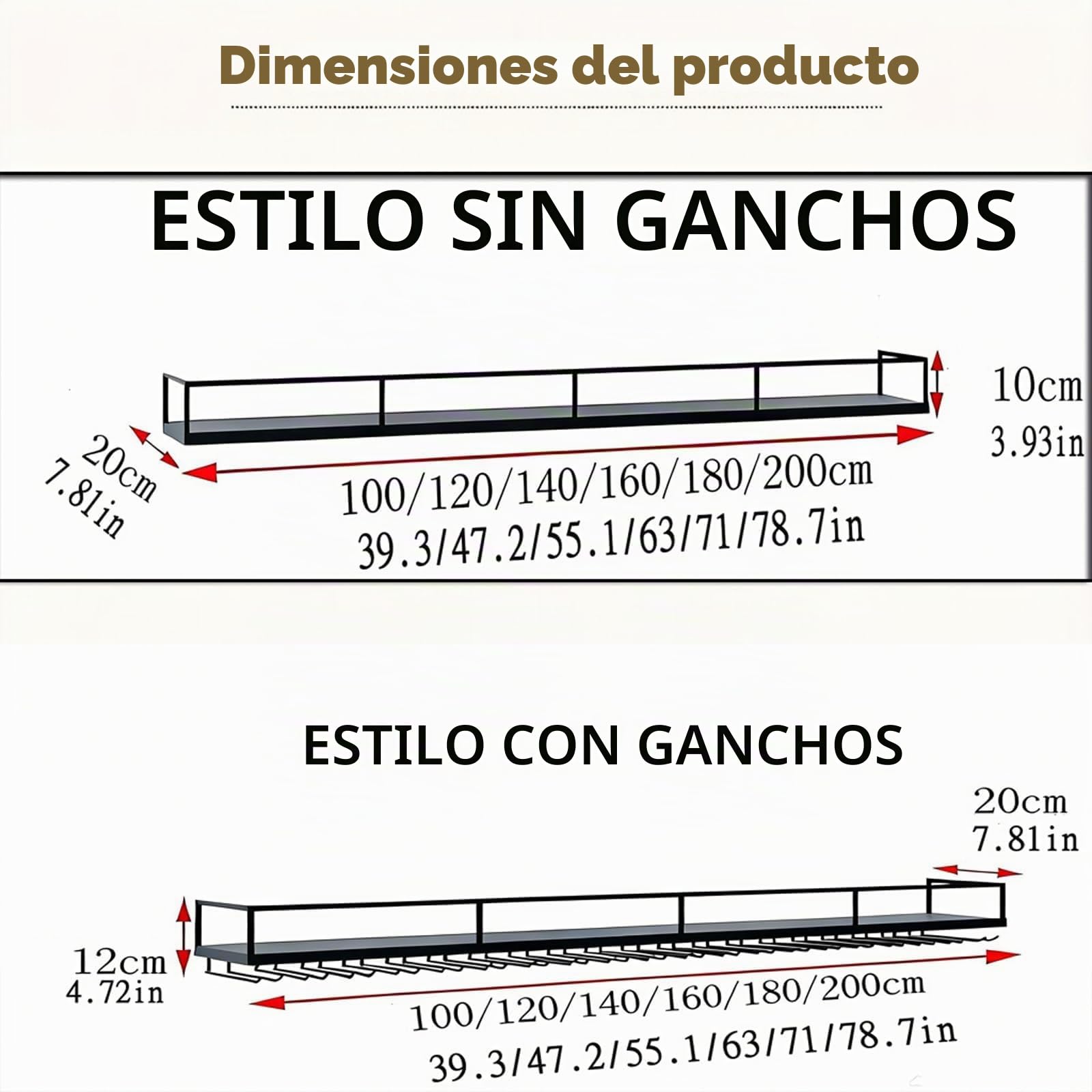 Botellero de Pared Industrial con Luz LED, Estante de Vino de Metal 3 Niveles con Portavasos, Multifuncional, Negro/Dorado, Varios Tamaños para Cocina, Bar, Cafetería (Negro, 140CM)