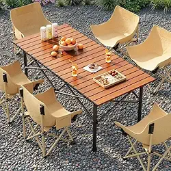 Mesa Portátil Dobrável Camping Acampamento Churrasco Varanda Pesca Preta (Madeira)