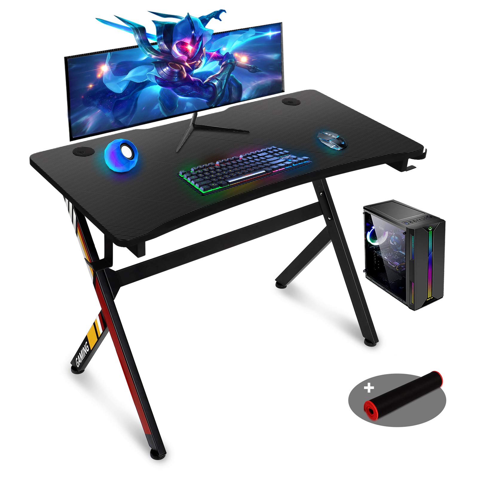 Buy Gaming Desk,45 INCH R Shaped Gaming Table PC Computer Desk Home Office Desk for Men Women