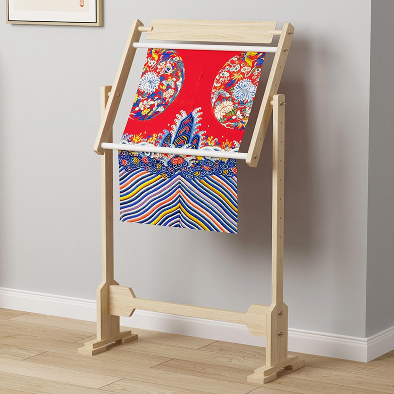 Cadre à Broder Au Point de Croix, Tambour à Broder, Support de Couture Réglable, en Bois Naturel, Surface Lisse, Idéal pour Les Loisirs Créatifs. M Wo