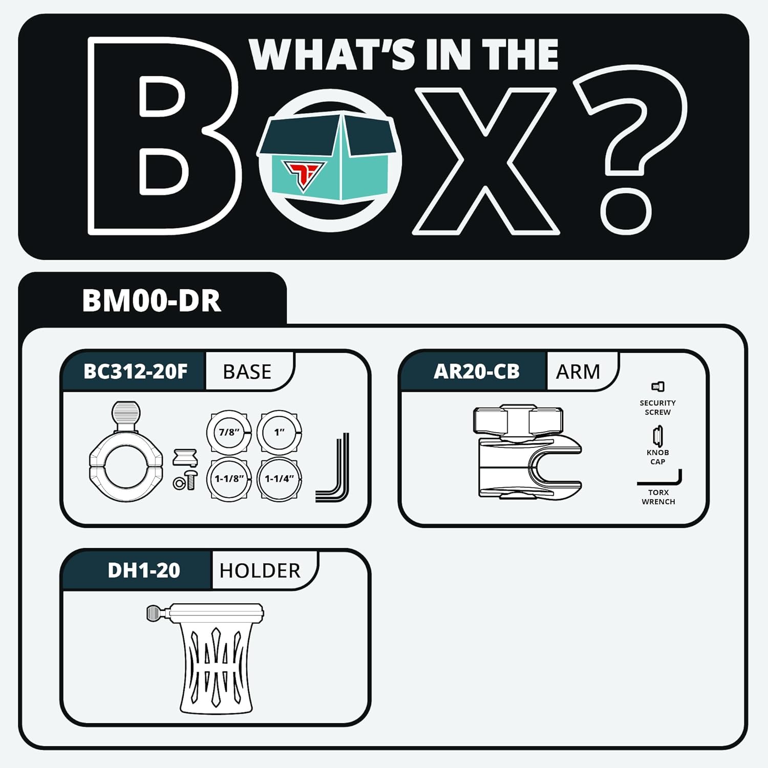 Tackform Black Motorcycle Drink Holder - Fits Bottles and Cans up to 3.25” in Diameter | Metal Enclosure with Rubber Net | BC3 Universal Clamp Fits 7/8" to 1-1/4" Handlebars | Short Reach Arm