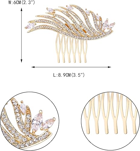 Miniatura 8 de EVER FAITH Women's Austrian Crystal Zircon Wedding Elegant Angel Wing Hair Comb Clear Silver-Tone
