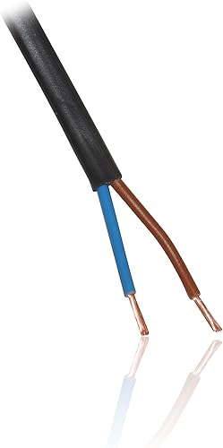 Hochwertiges flexibles Netzkabel  zweiadrig   spannungsf uuml hrend   amp   Nullleiter   schwarz 