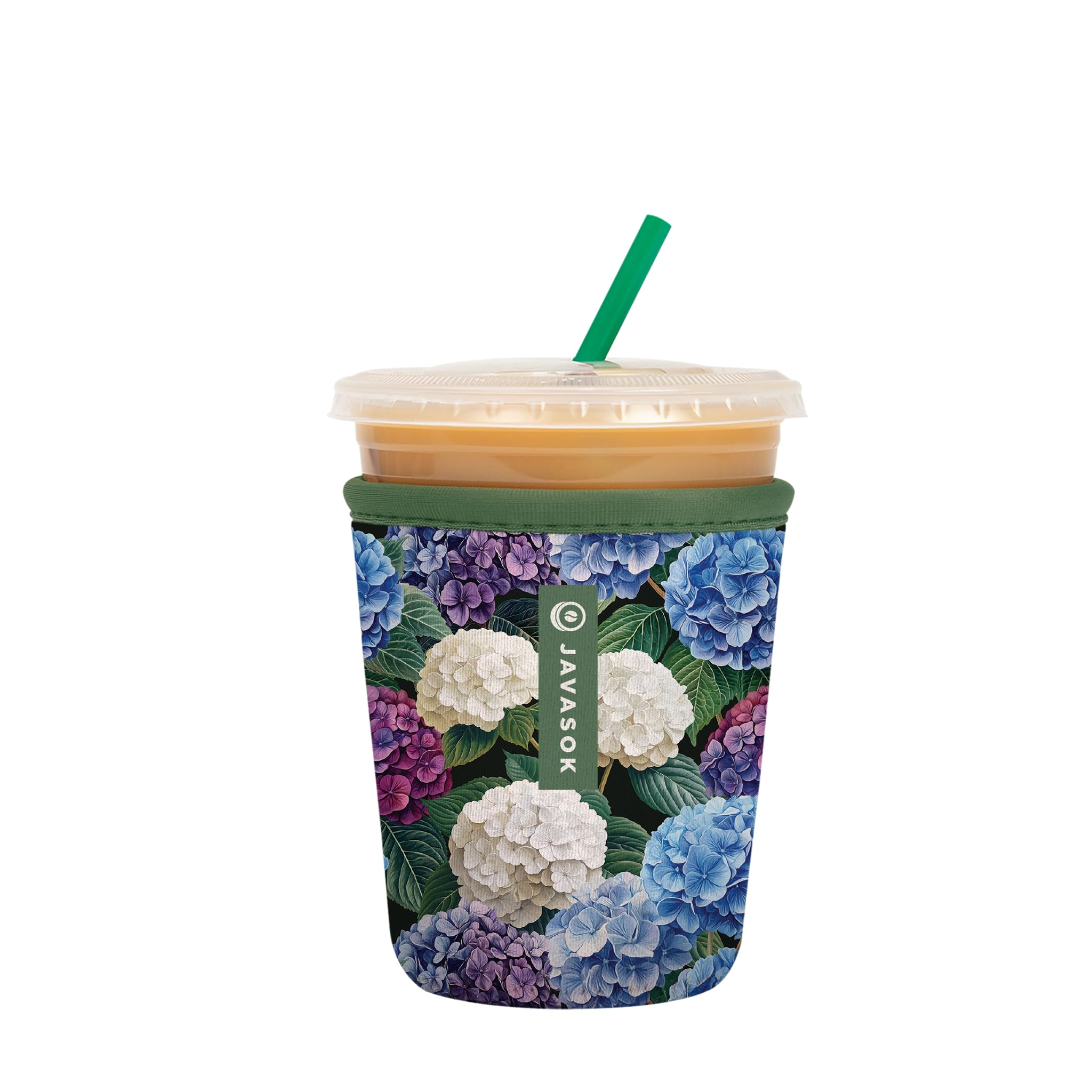 Sok It JavaSok Iced Coffee &amp; Cold Soda Insulated Neoprene Cup Sleeve (Hydrangea Garden, Small: 16-20oz)
