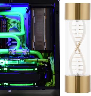 Medidor de Agua de Enfriamiento Agua Metal Spiral G1/4 Hilo Femenino, Efectos Visuales Intuitivos, Plata, Oro, Azul, Negro, Rojo, Verde (GOLD)
