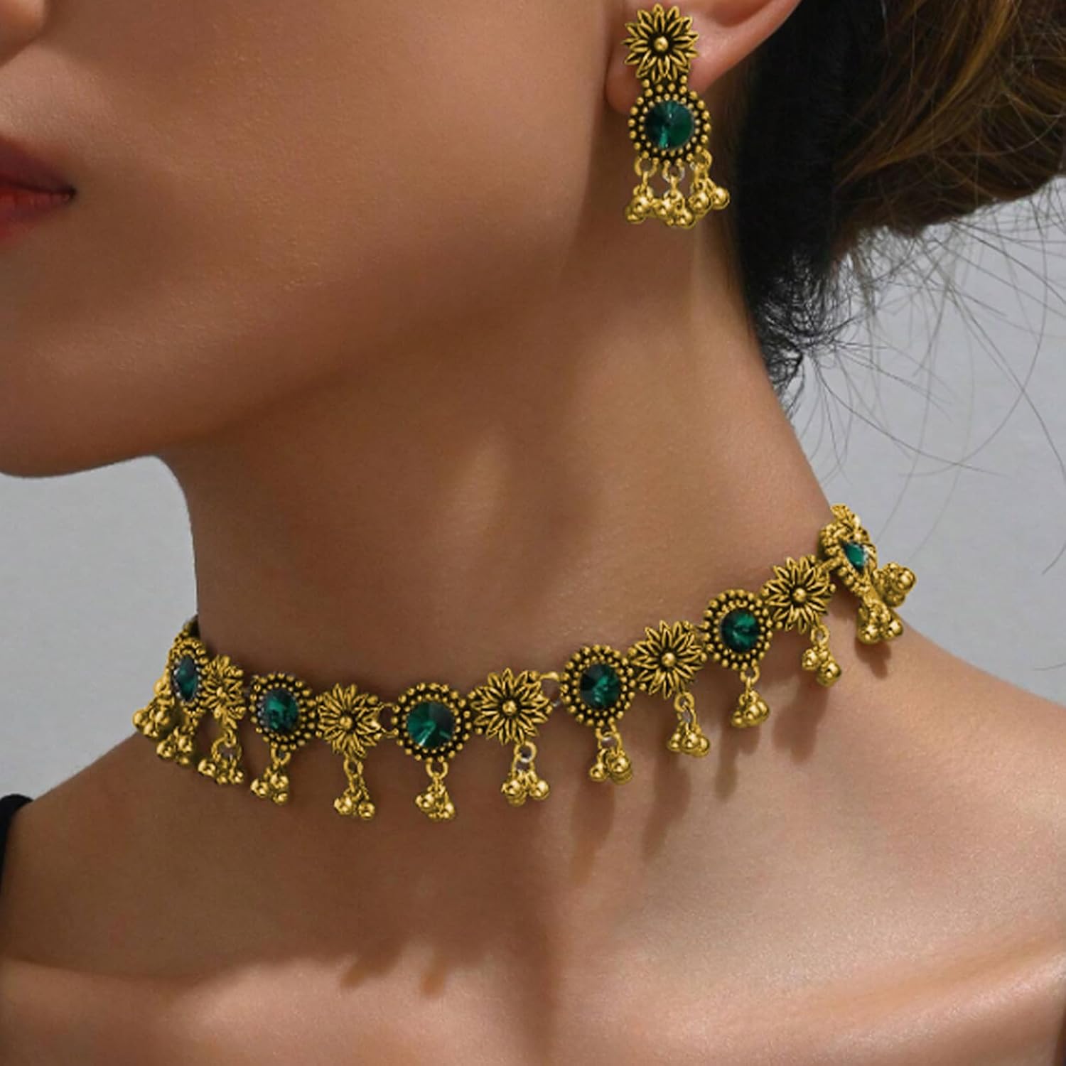 Frodete Indian Jewelry Sets for Women Traditional Bohemian Wedding Jewelry Set Indian Dresses for Women Oxidized Ethnic Party Prom Wear - Image 3