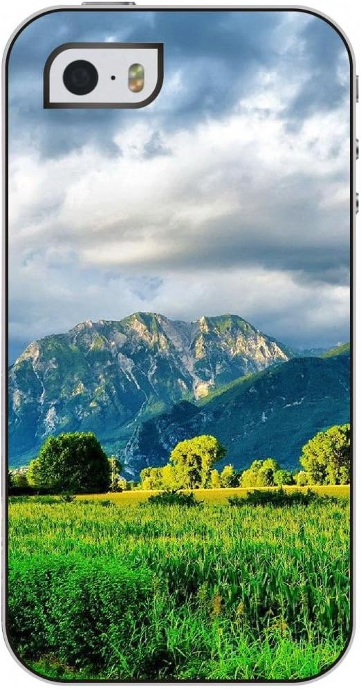 OUO Snap on Hard Protective Case Cover Iphone 5 5s with Unique Design of Greeen Grass Land and Cloudy Sky