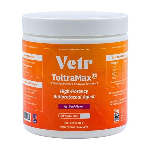 Vetr's Toltramax Toltrazuril Powder for Horses, Dogs, Cats, 100g (5.0%,