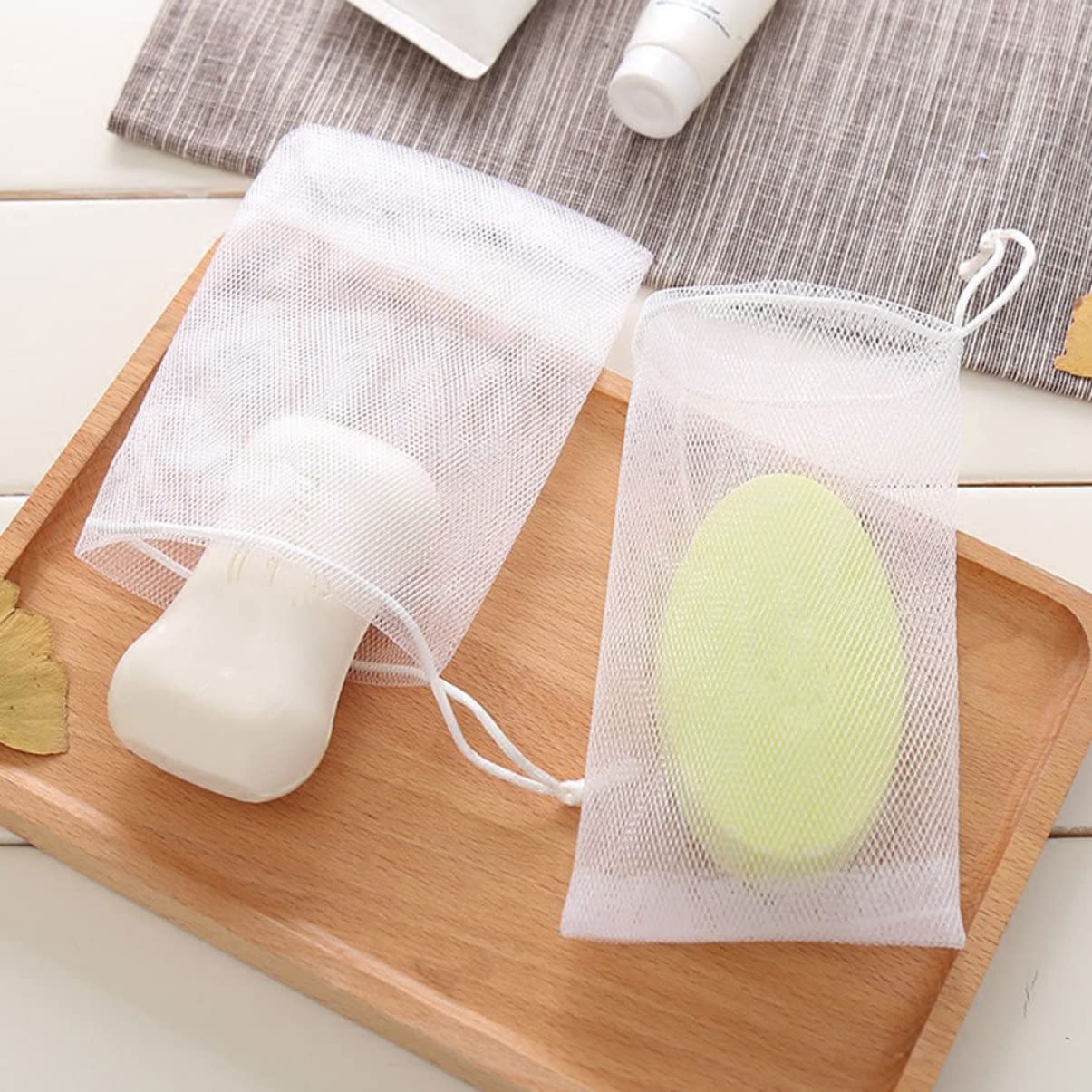 Vaguelly 50Pcs Soap Foaming Net Pouch Net for Easy Soap Storage Sanitary Use and Enhanced Lathering for Shower and Bath Durable Comfortable Texture