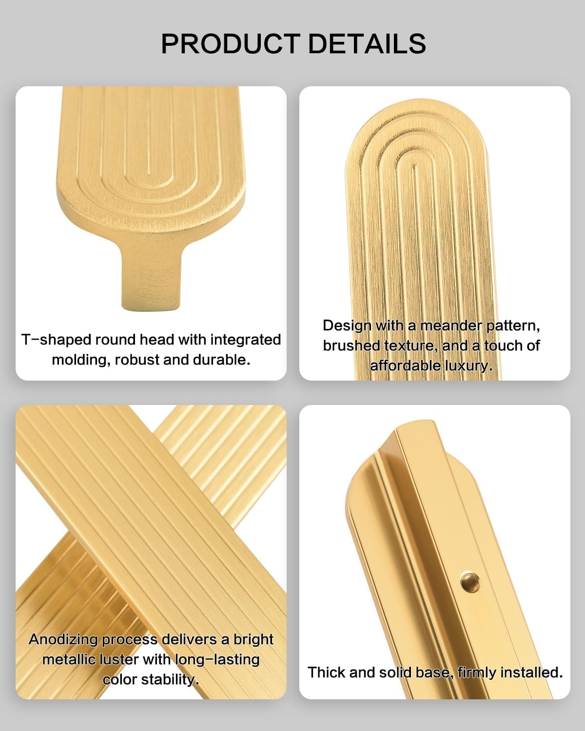 5 Pack Long Cabinet Handles 8-4/5" Hole Center Long Drawer Pulls Flat Closet Door Pulls Brushed Brass Gold Cupboard Handles Kitchen Upgrades Hardware