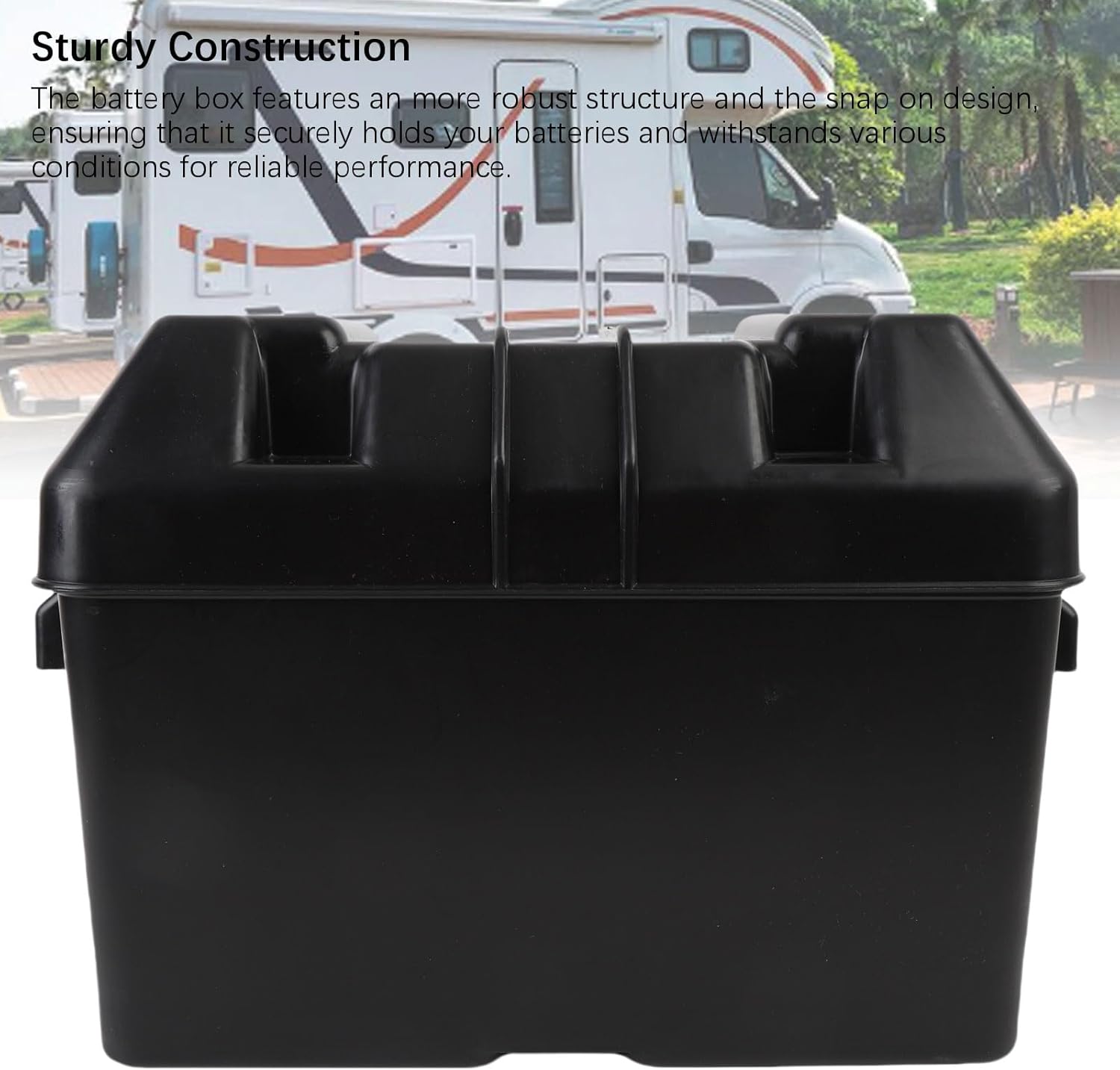 Diydeg Battery Box, 12V Anti Impact Marine Battery Box, Power Center with Fixing Strap and Screws for Trolling Motor Marine, RV and Solar Panel, No