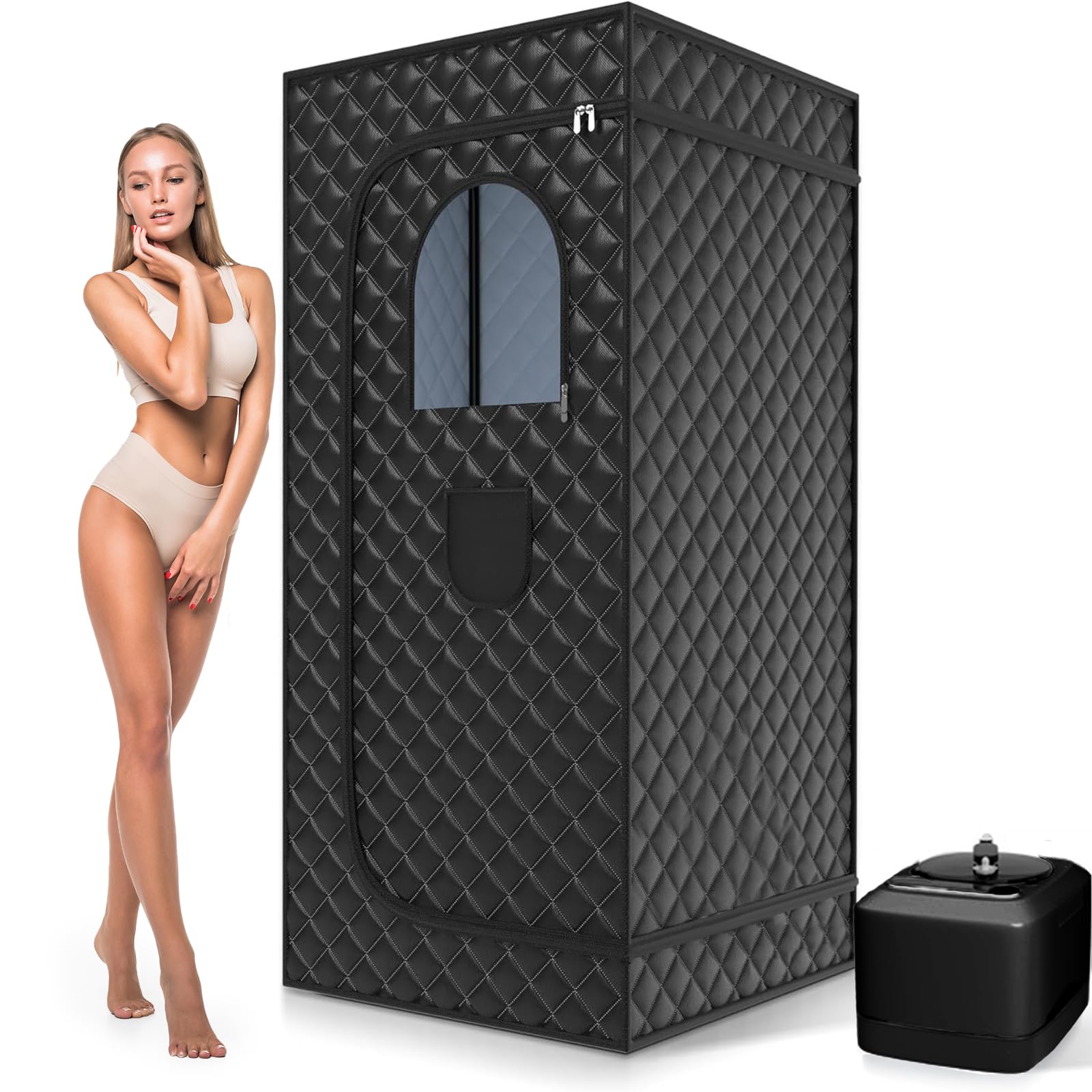 Sauna Portatile Pieghevole 1000W 90x90x180cm con Sedia Telecomando