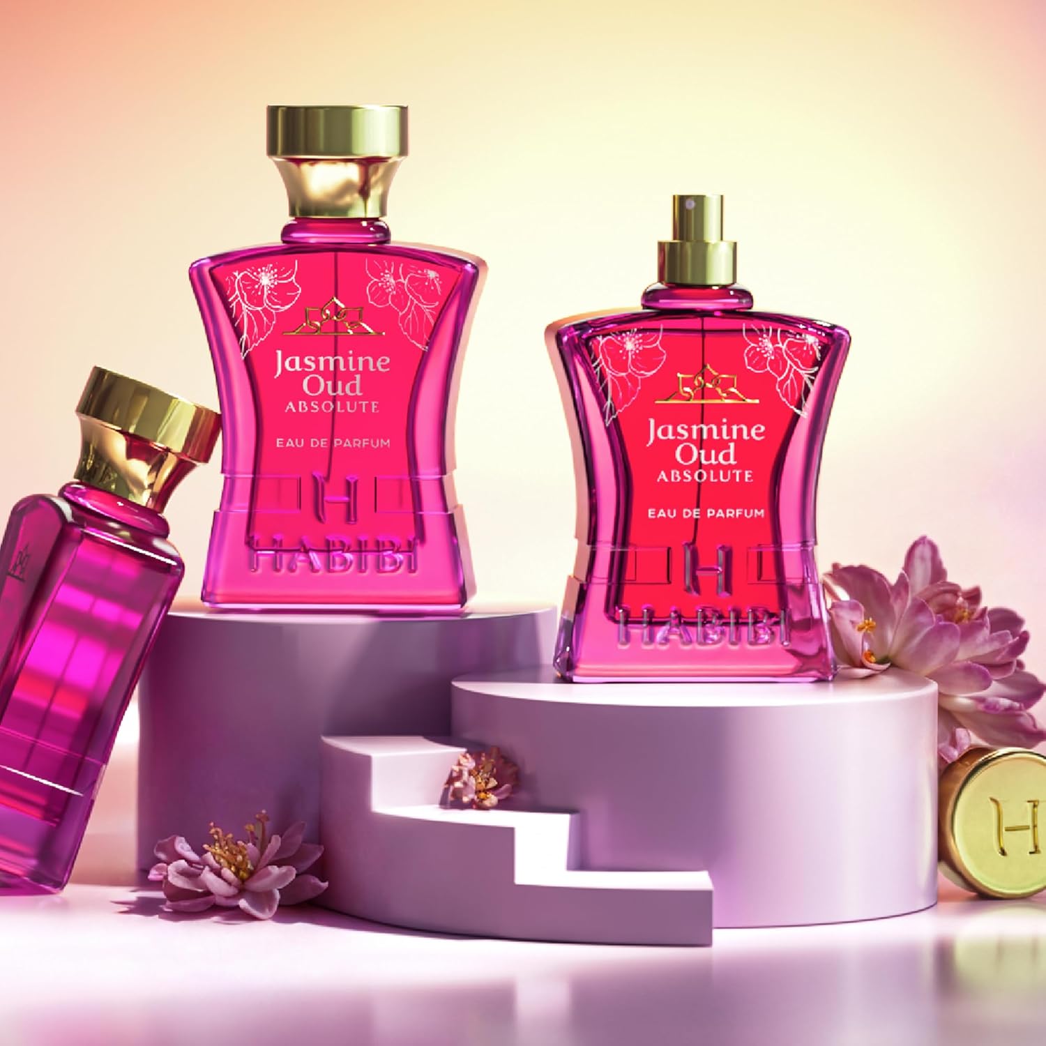 H HABIBI Jasmine Oud Absolute Arabian Perfume for Women - 2.5 oz (75ML) Long Lasting Women's Fragrances, Woody Floral Scent with Leather, Rose & Oud Notes - Image 3