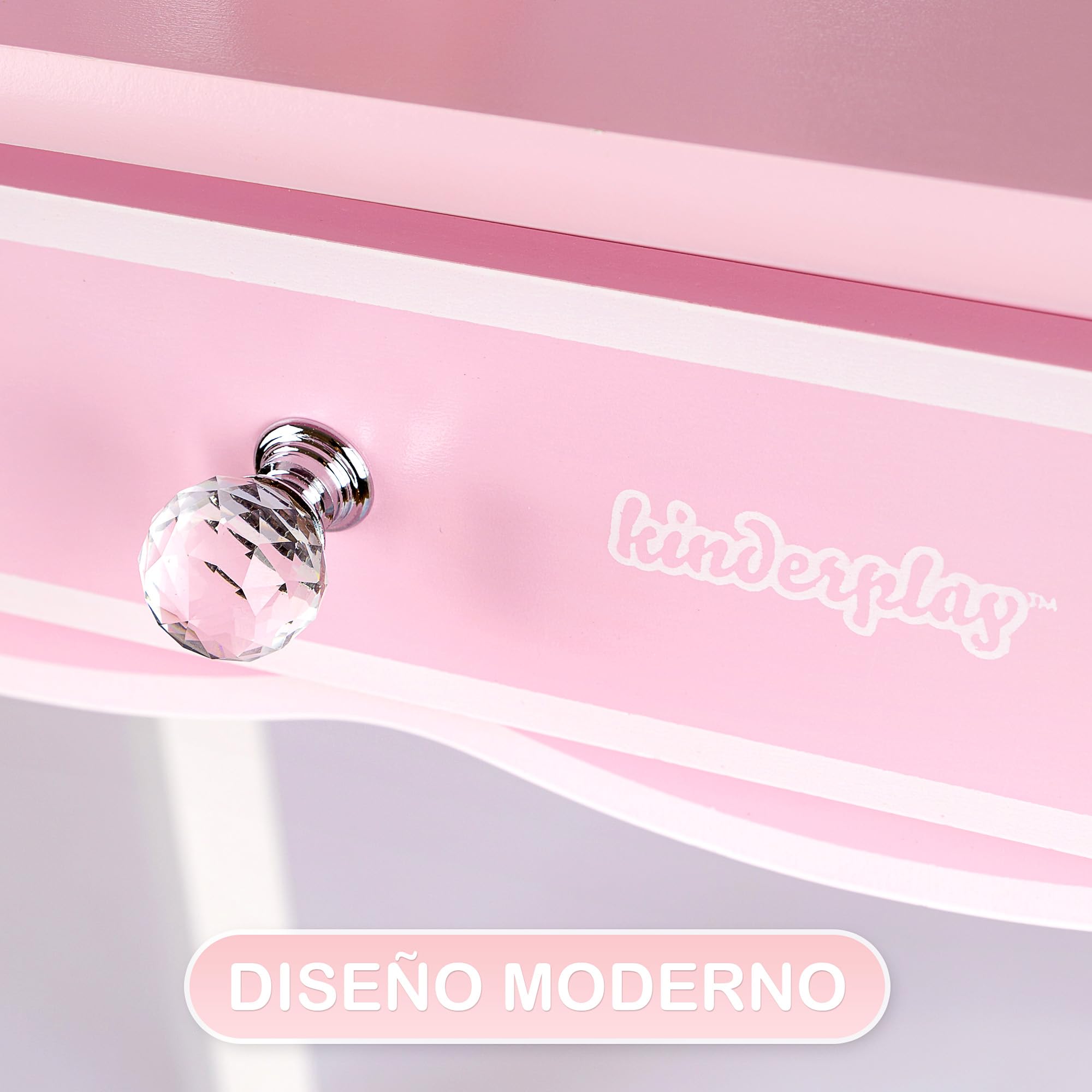 Green series Tocador Infantil de Madera con Espejo y Accesorios - Mesa Maquillaje Niña con Cajones - Juguete Educativo para Niñas 3 y 6 Años - Tocador Rosa GS3300