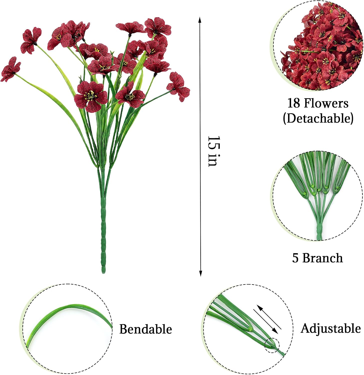16 Bundles Artificial Fall Flowers for Outdorors image 2