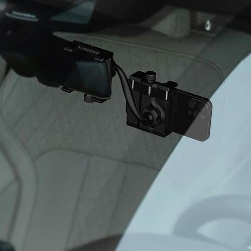 Miniatura 9 de Soporte para teléfono con espejo retrovisor para automóvil, soporte de metal telescópico ajustable para teléfonos inteligentes de 4 a 7 pulgadas,