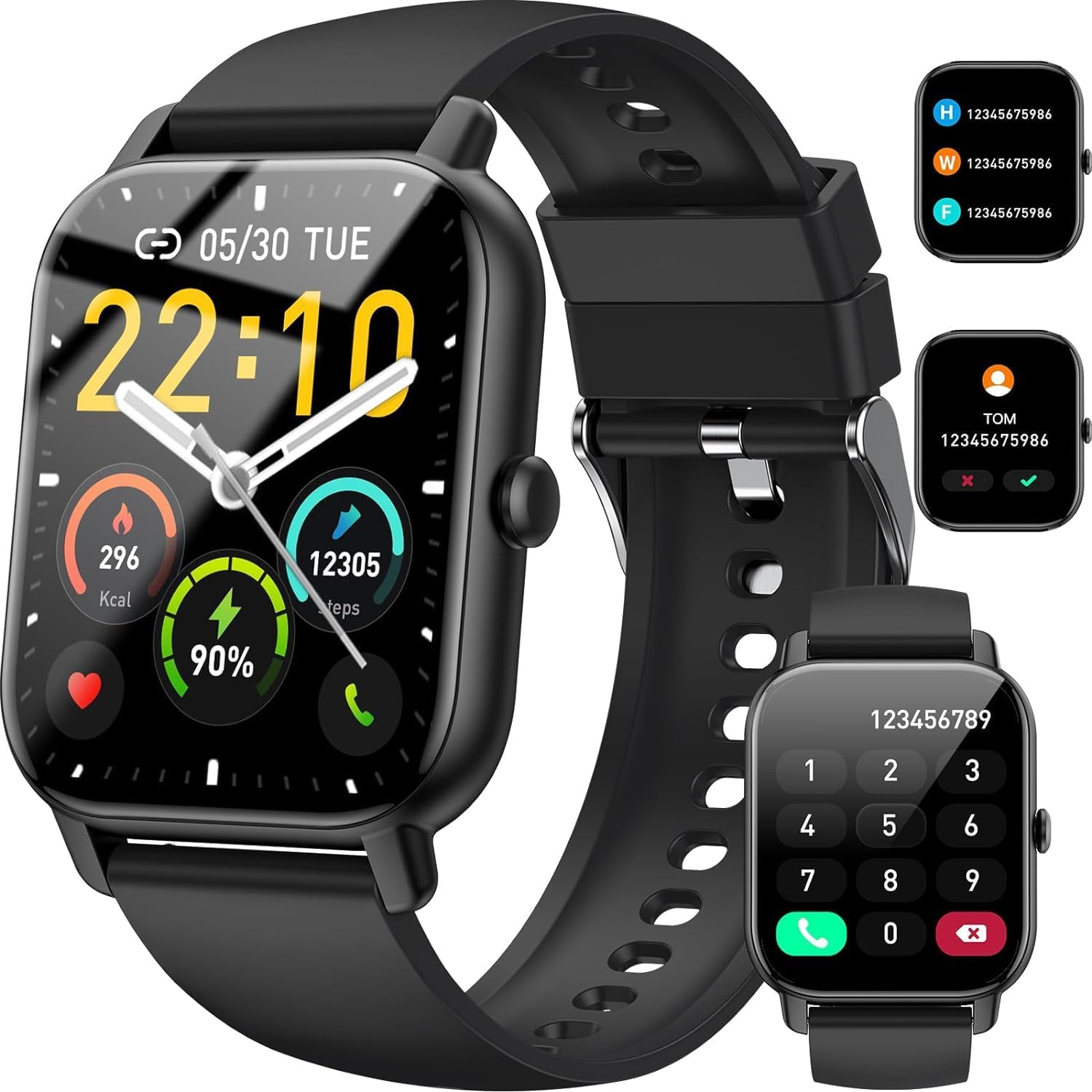 Ddidbi Smart Watch for Men Women Answer/Make Calls, 1.85" Fitness Tracker with Heart Rate Sleep Monitor, Activity Tracker with 112 Sports Modes, IP68 Waterproof Smartwatch for iOS/Android, Black
