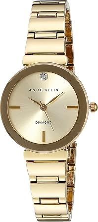 Anne Klein Womens AK/2434CHGB Diamond-Accented Gold-Tone Bracelet Watch