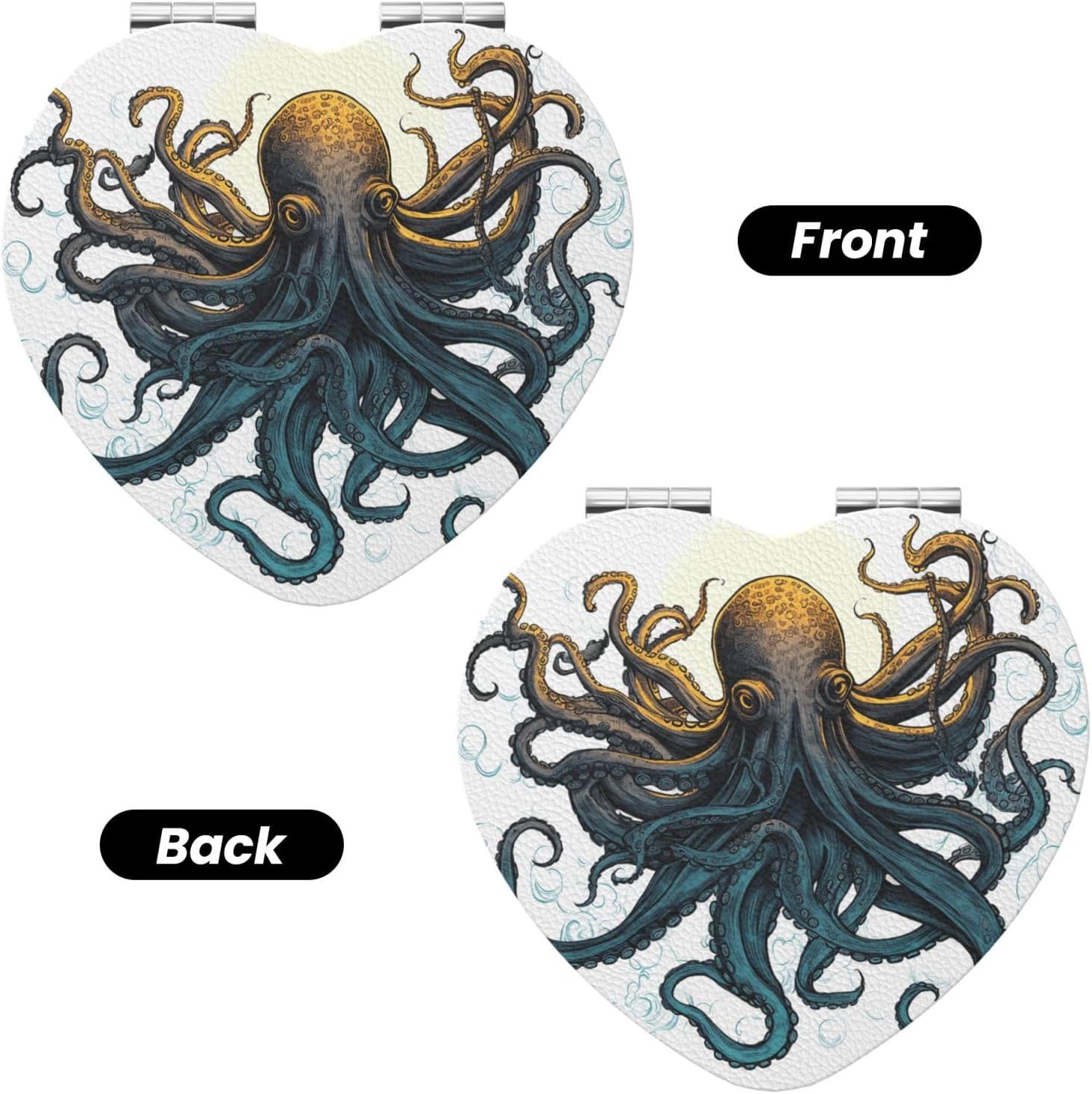 Sun Ocean Octopus Compact Mirror for Purse, Double-Sided 2X/1X Magnifying Mirror for Women Men, Travel Makeup Mirror for Handbag, Handheld Vanity Mirror for Gift image 2
