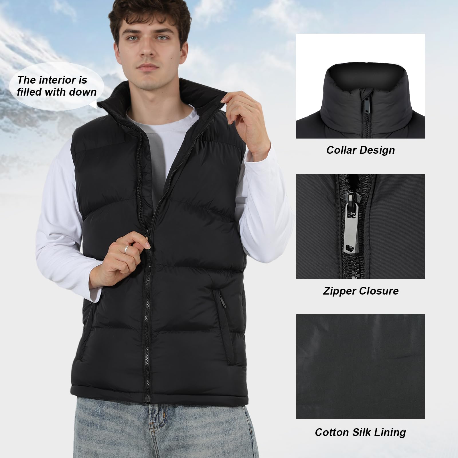 LHHMZ Chaleco para hombre al aire libre Chaqueta ligera sin mangas, Chalecos ultraligeros Chaqueta con cuello alto