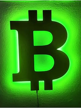 Bitcoin Led I kl  Tablo 50x50 cm Ye il, btc