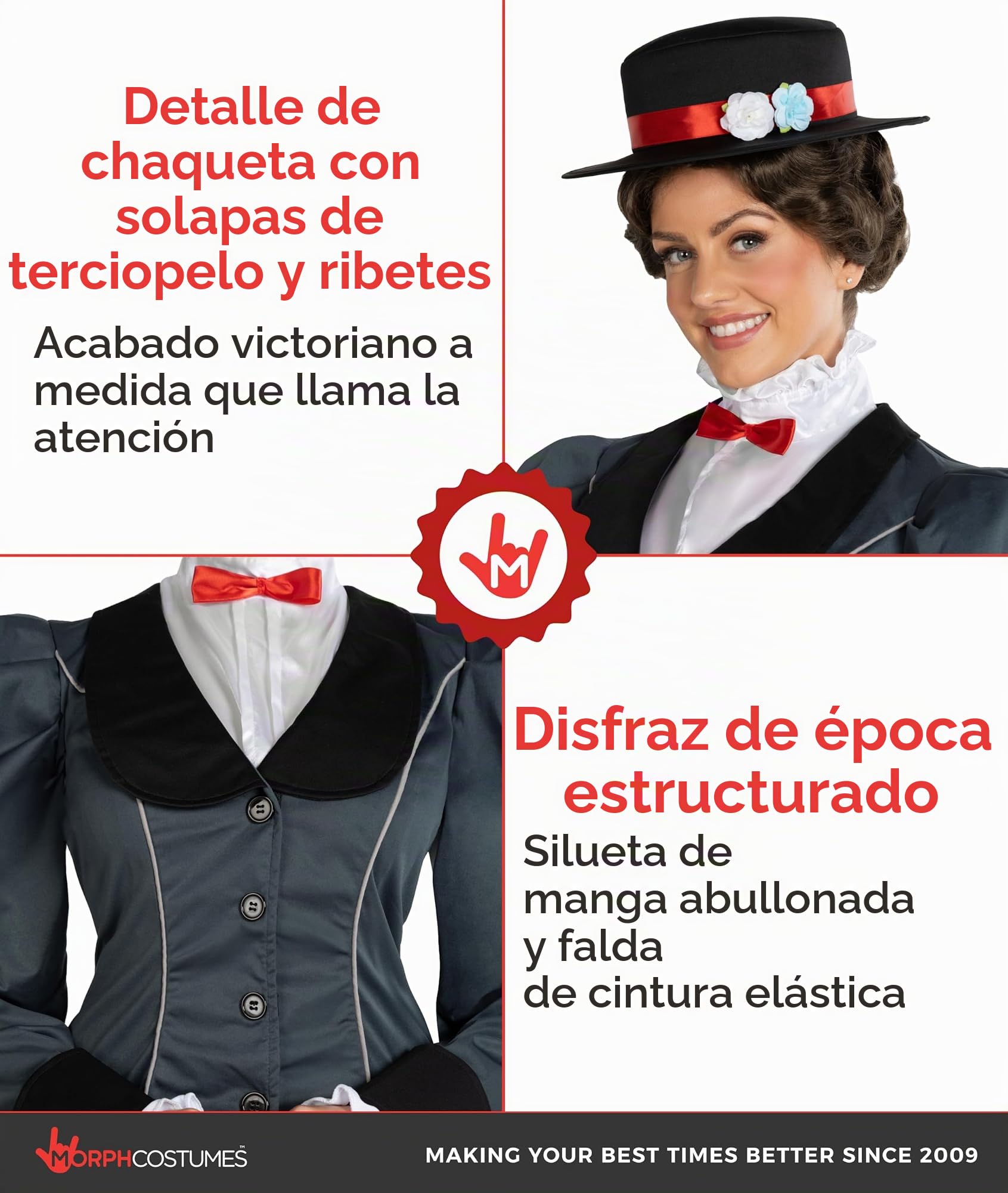 Morph Disfraz Niñera Victoriana Mujer, Disfraz La Niñera Magica Mujer, Disfraz Victoriano Mujer, Disfraz De Epoca Victoriana, Disfraz Mujer Carnaval