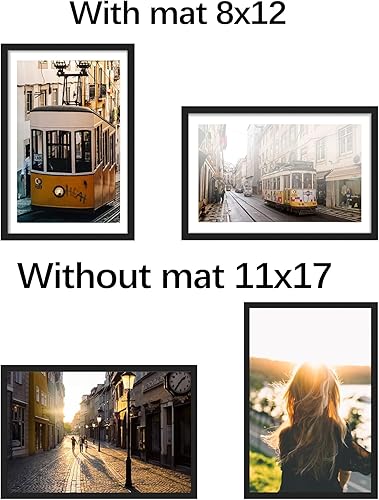 Miniatura 5 de Portarretratos de 11 x 17 pulgadas, para exhibir fotos de 8 x 12 pulgadas con paspartú o de 11 x 17 pulgadas sin paspartú, marco para póster para