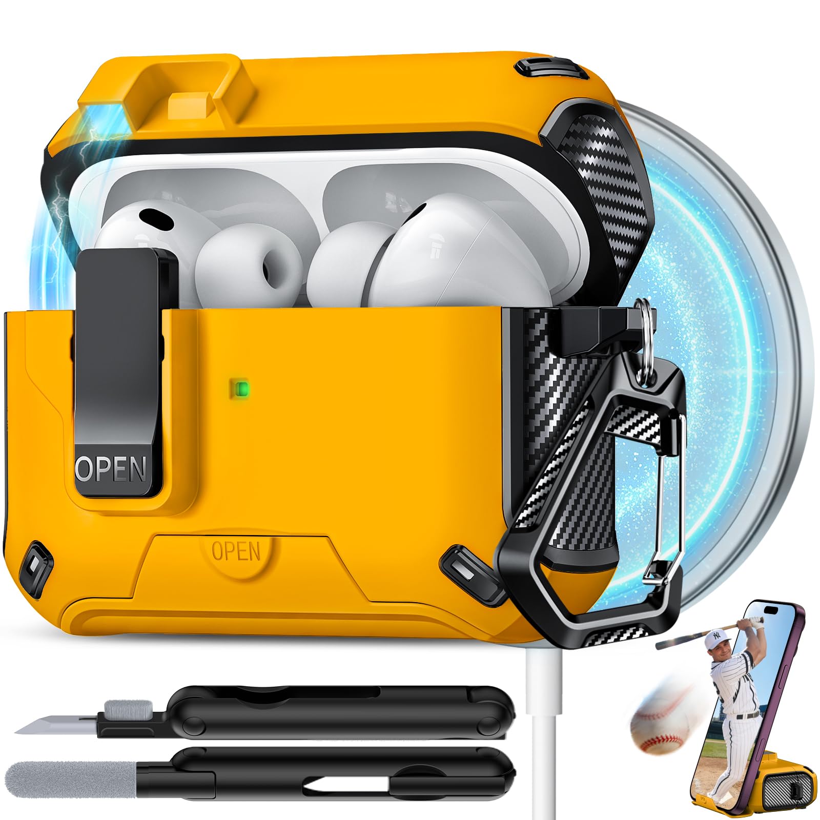for AirPods Pro 3 Case with Lock (Yellow)