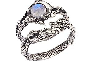 Captivating Celestial Rings: Moonstone "Luna" Engagement Set