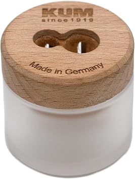 KUM Waldmeister Double Sharpener with Glass Container, Sustainable, Made of Wood, for Thick and Thin Pencils