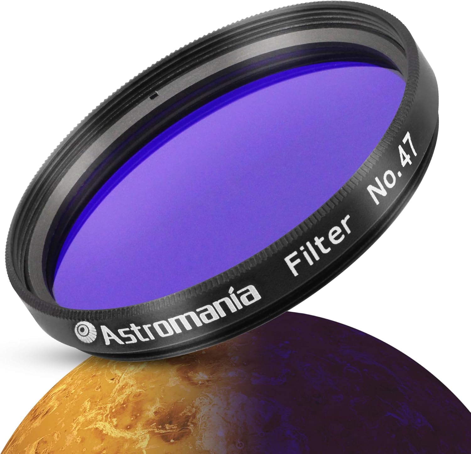Astromania Telescope Filter, Planetary Filter with Metal Frame for Astronomical Telescope Eyepiece, 2 Inch Telescope #47 Dark Blue Color Filter for Enhancing Contrast in Lunar Planetary Observation