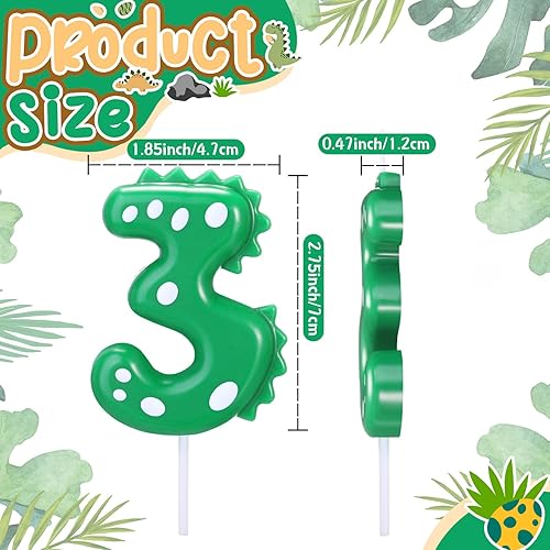 Miniatura 2 de Juego de 11 velas de cumpleaños de dinosaurio verde número 8 para niños, suministros de pastel de cumpleaños, decoración de fiesta de dinosaurios,